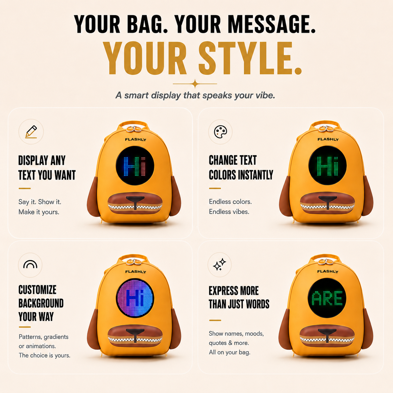 FLASHLY WOOFY - LED Backpack for Kids & Girls