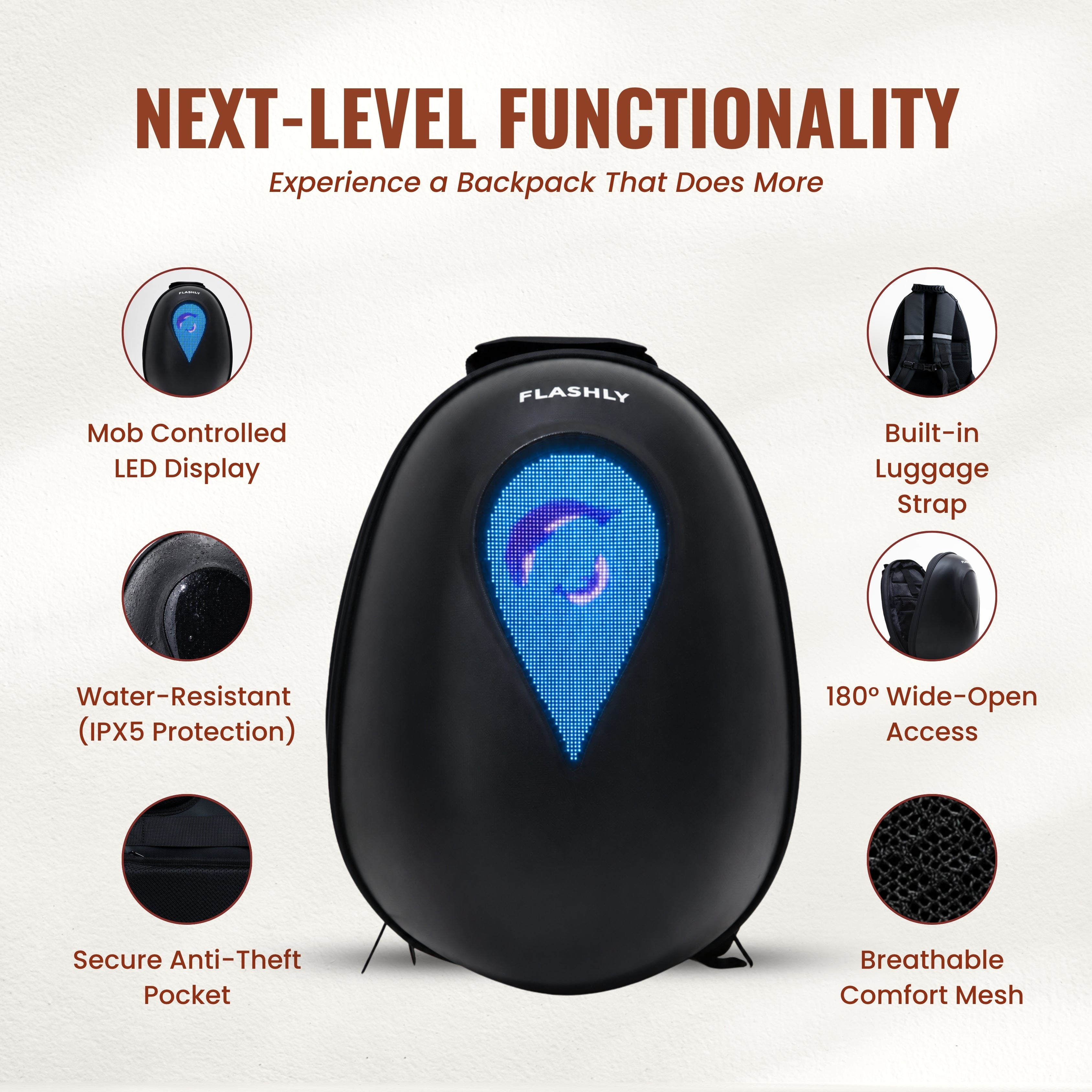 FLASHLY LED Ocean Carbon Backpack