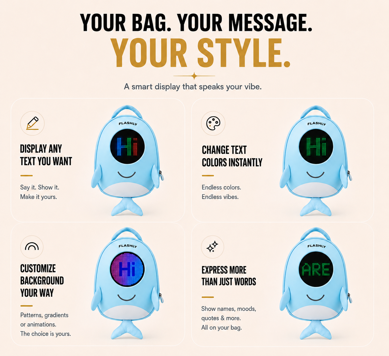 FLASHLY DOLFI - LED Backpack for Kids & Girls