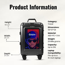 FLASHLY OBSIDIAN - Smart LED Cabin Trolley