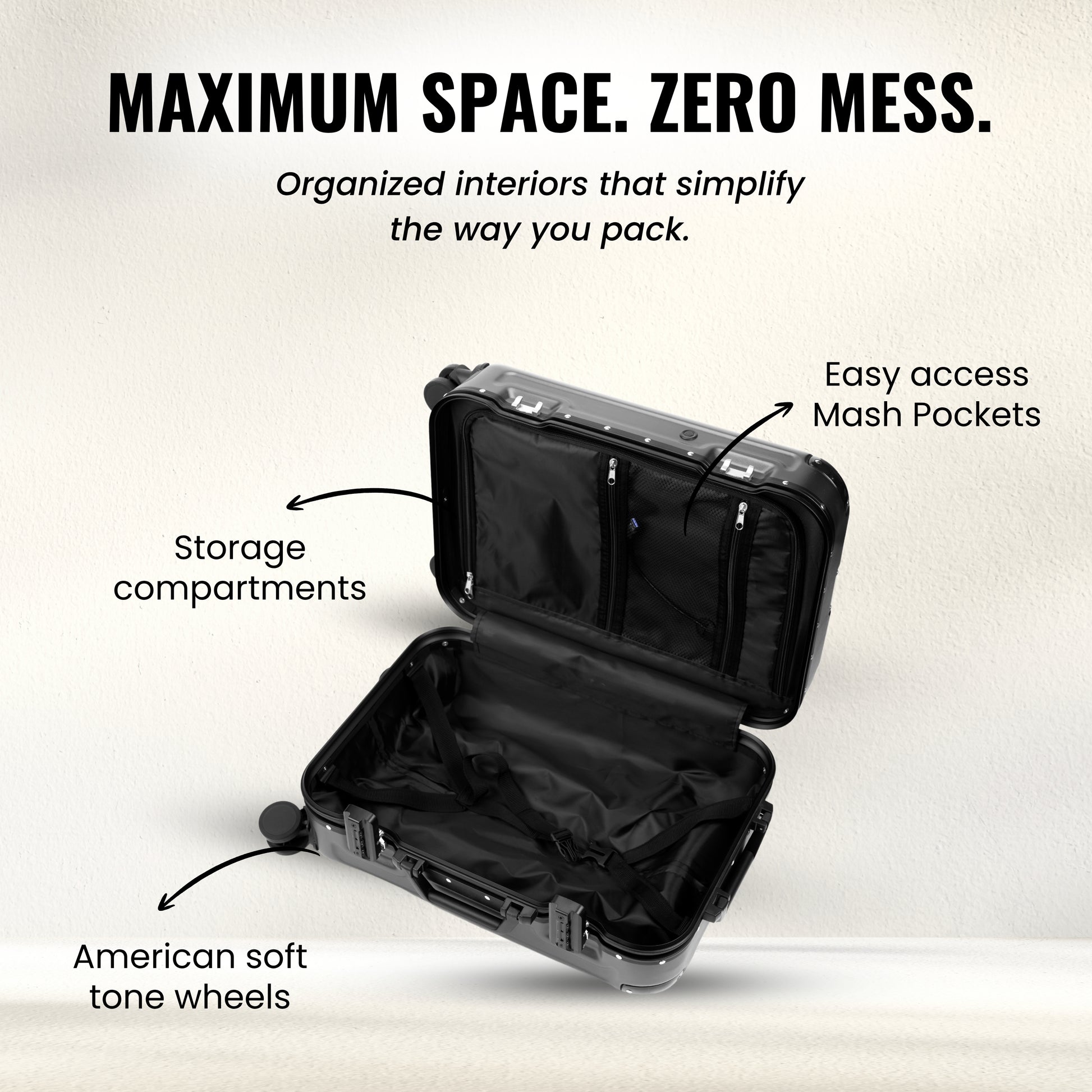 FLASHLY OBSIDIAN - Smart LED Cabin Trolley