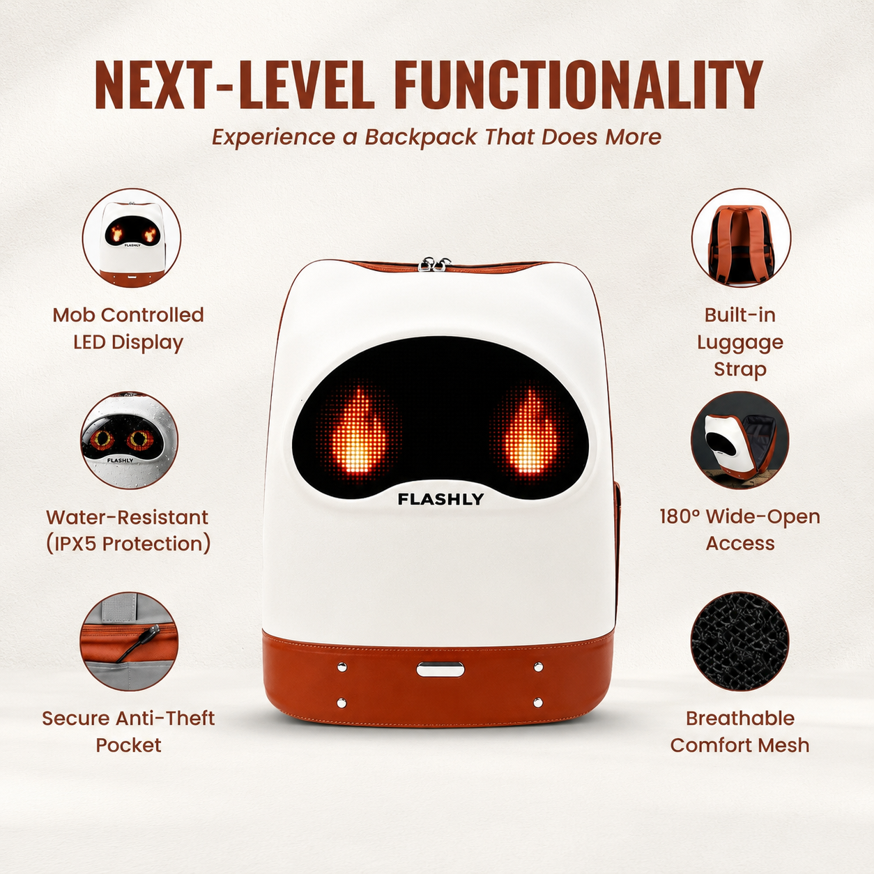 FLASHLY LUNA - Unisex LED Backpack for Kids and Adults