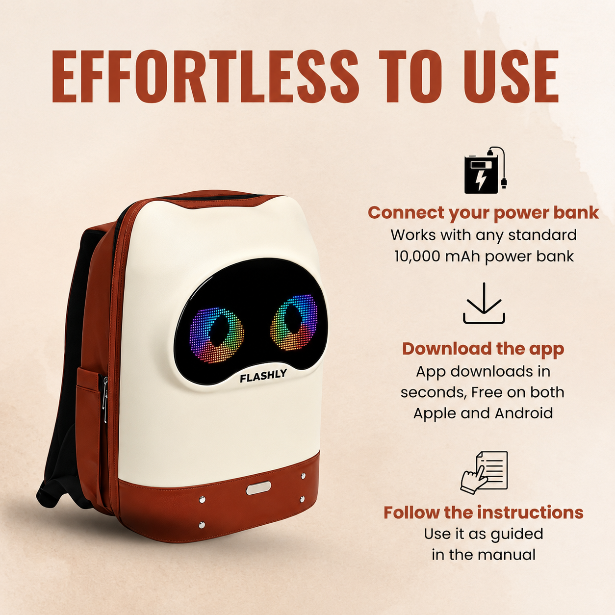 FLASHLY LUNA - Unisex LED Backpack for Kids and Adults