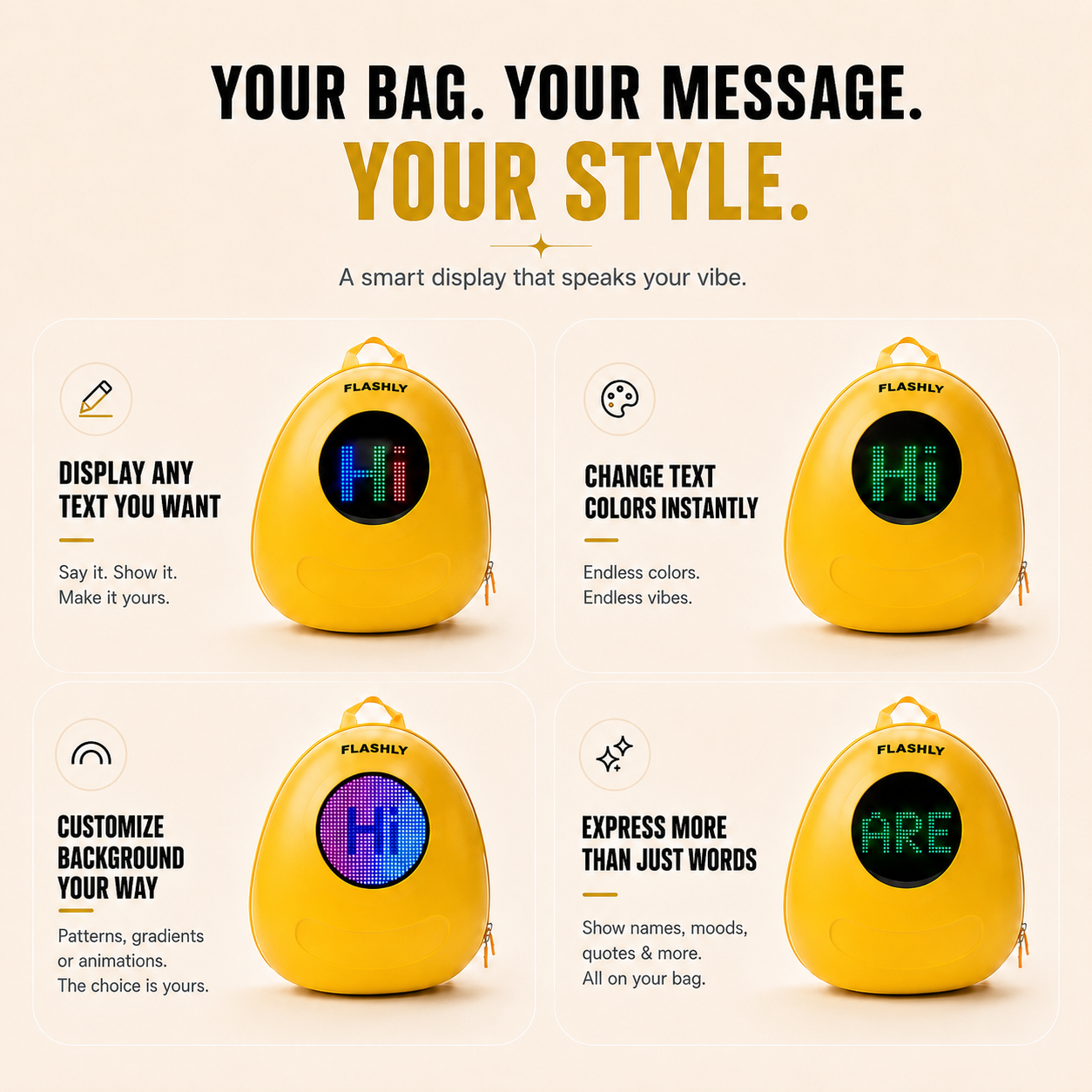 FLASHLY SUNNY POP - LED Backpack for Kids & Girls