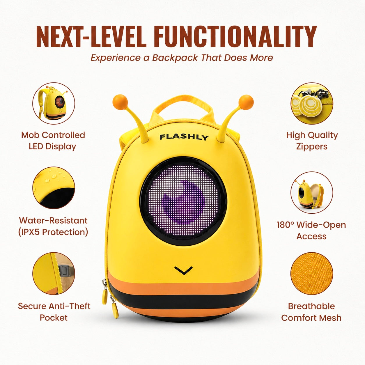 FLASHLY BUZZBEE - LED Backpack for Kids & Girls