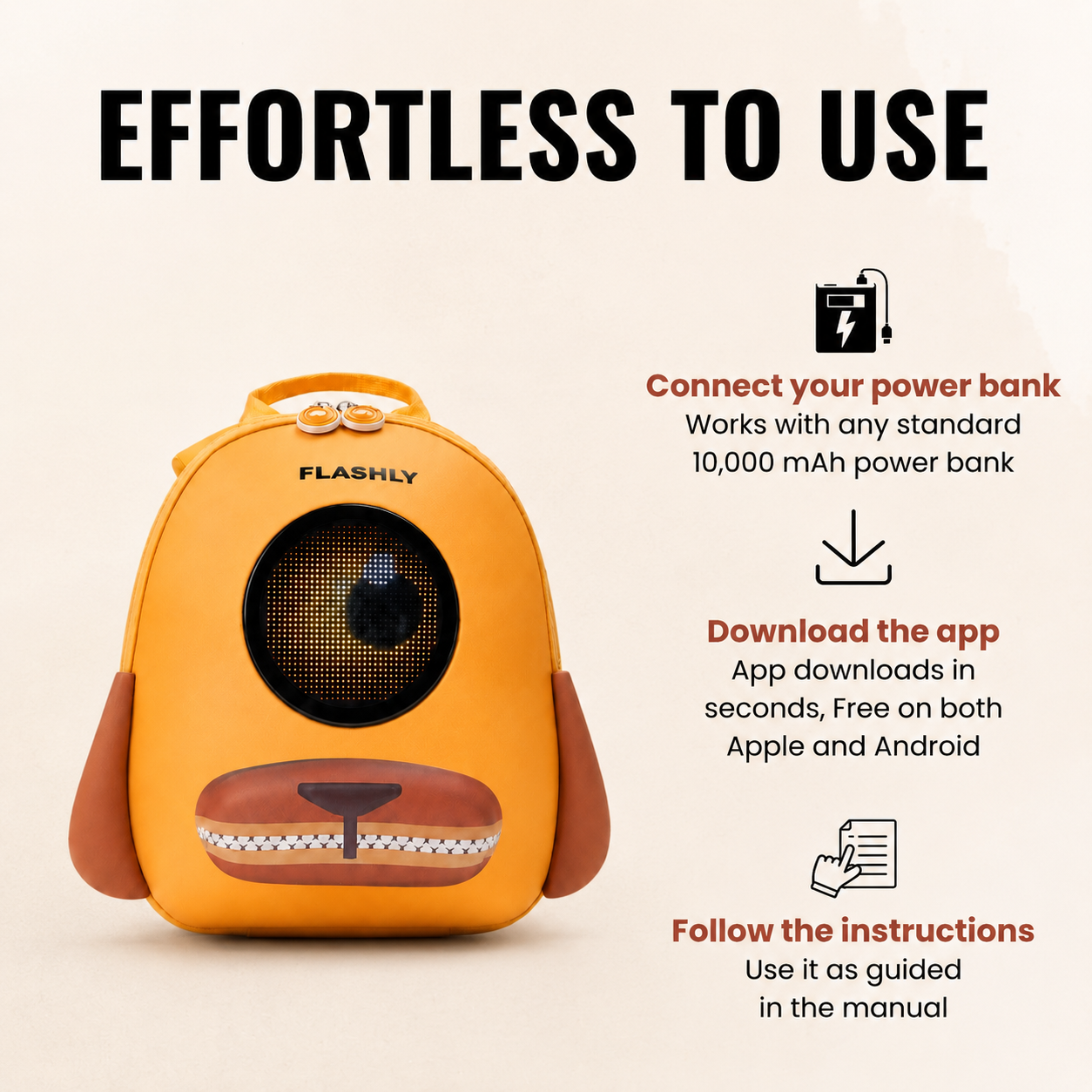FLASHLY WOOFY - LED Backpack for Kids & Girls