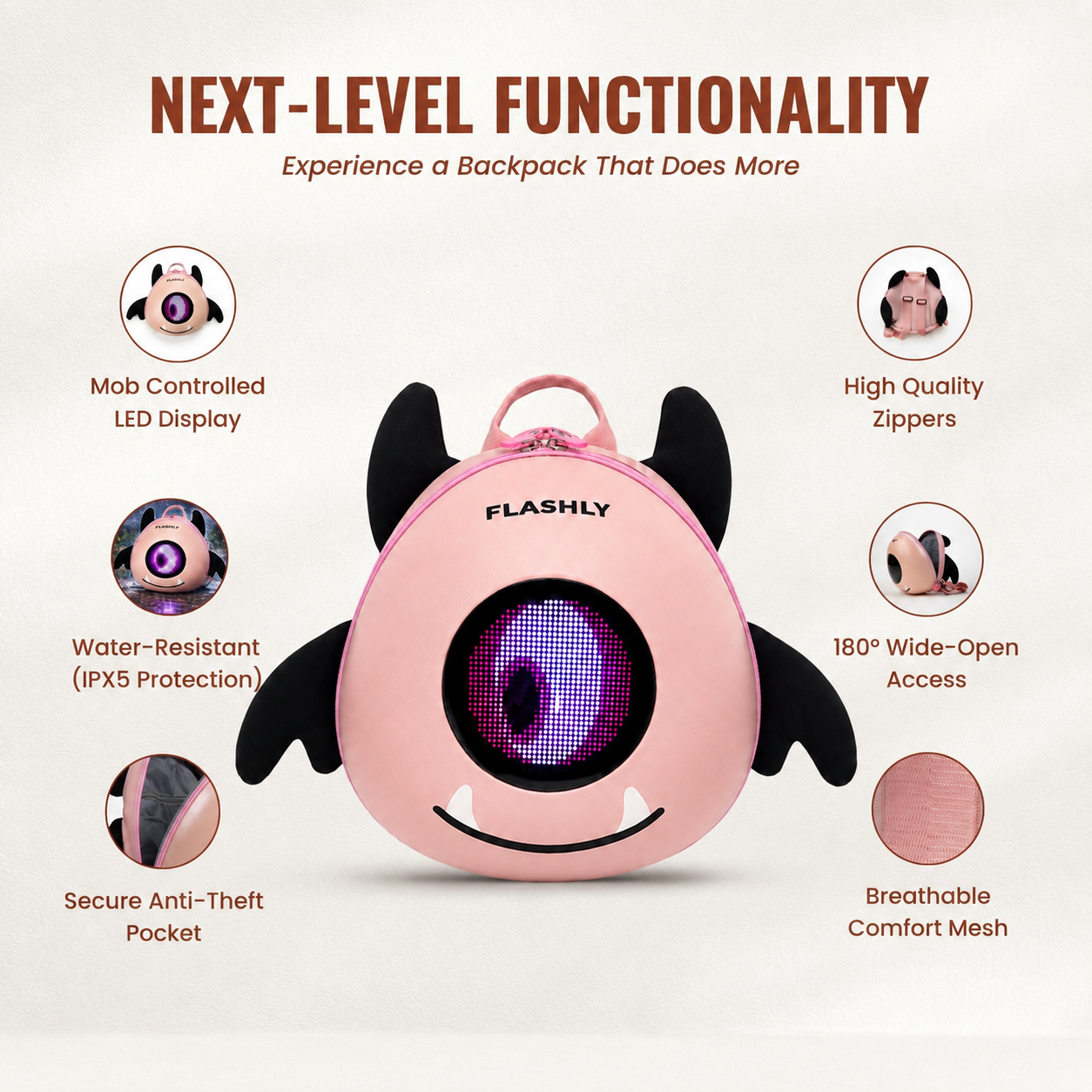 FLASHLY PIXO - LED Backpack for Kids & Girls