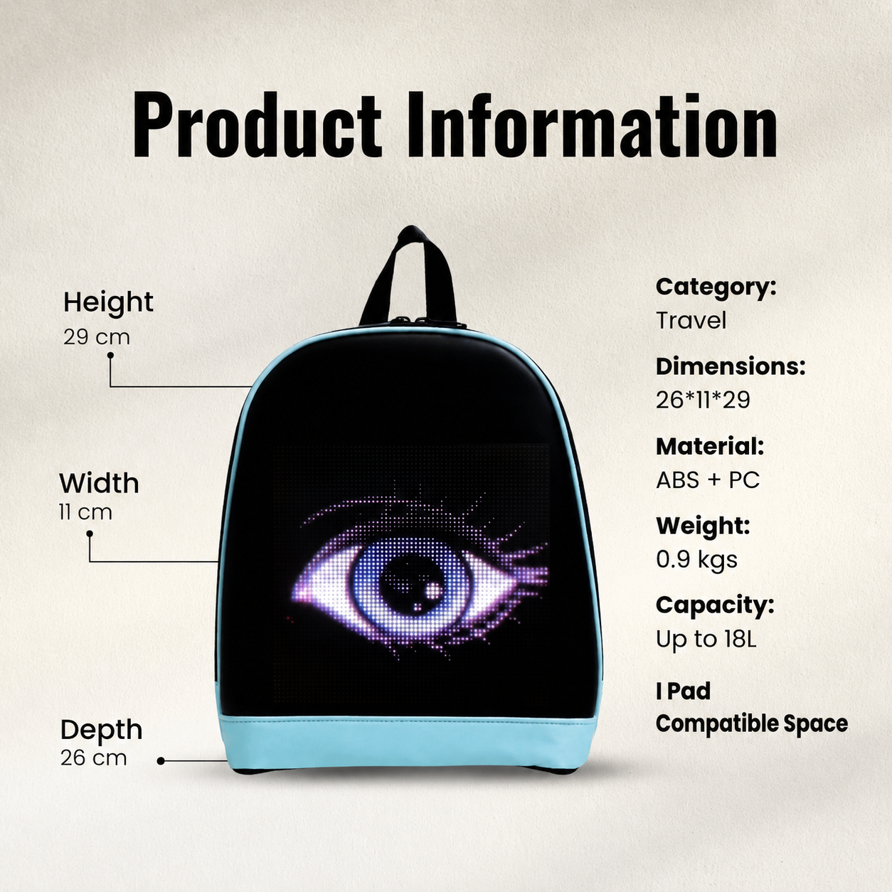FLASHLY BLUE NOVA - LED Backpack for kids and Girls