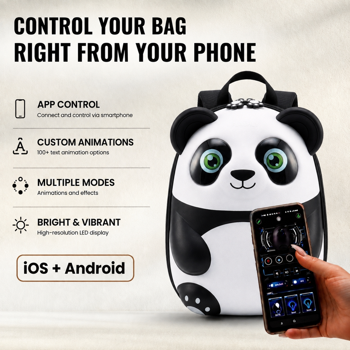 FLASHLY LITTLE PANDA - LED Backpack for Kids and Girls