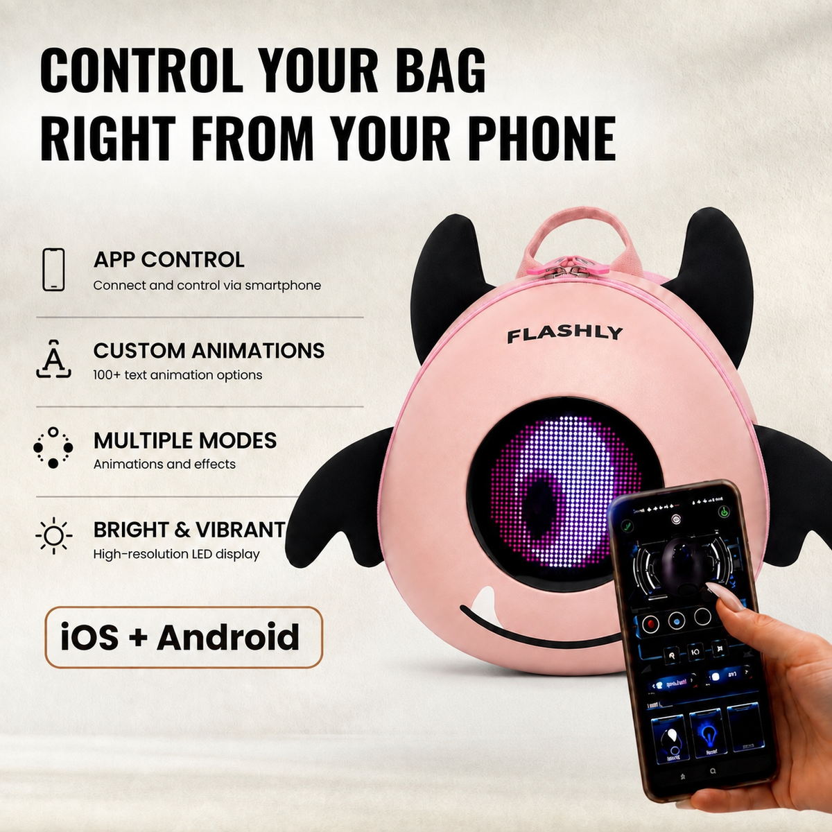 FLASHLY PIXO - LED Backpack for Kids & Girls